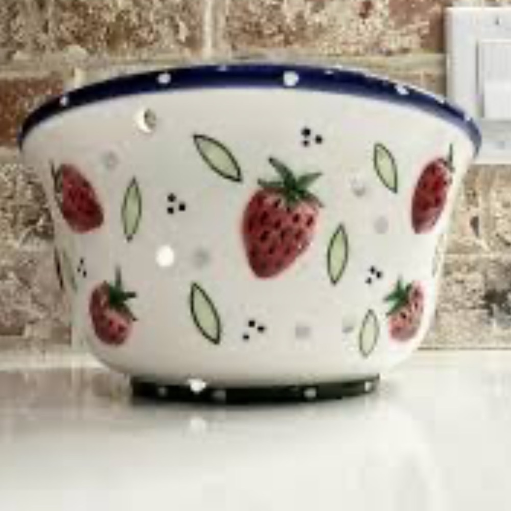 Vintage Ganz Bella Casa Ceramic Strawberry Colander Strainer